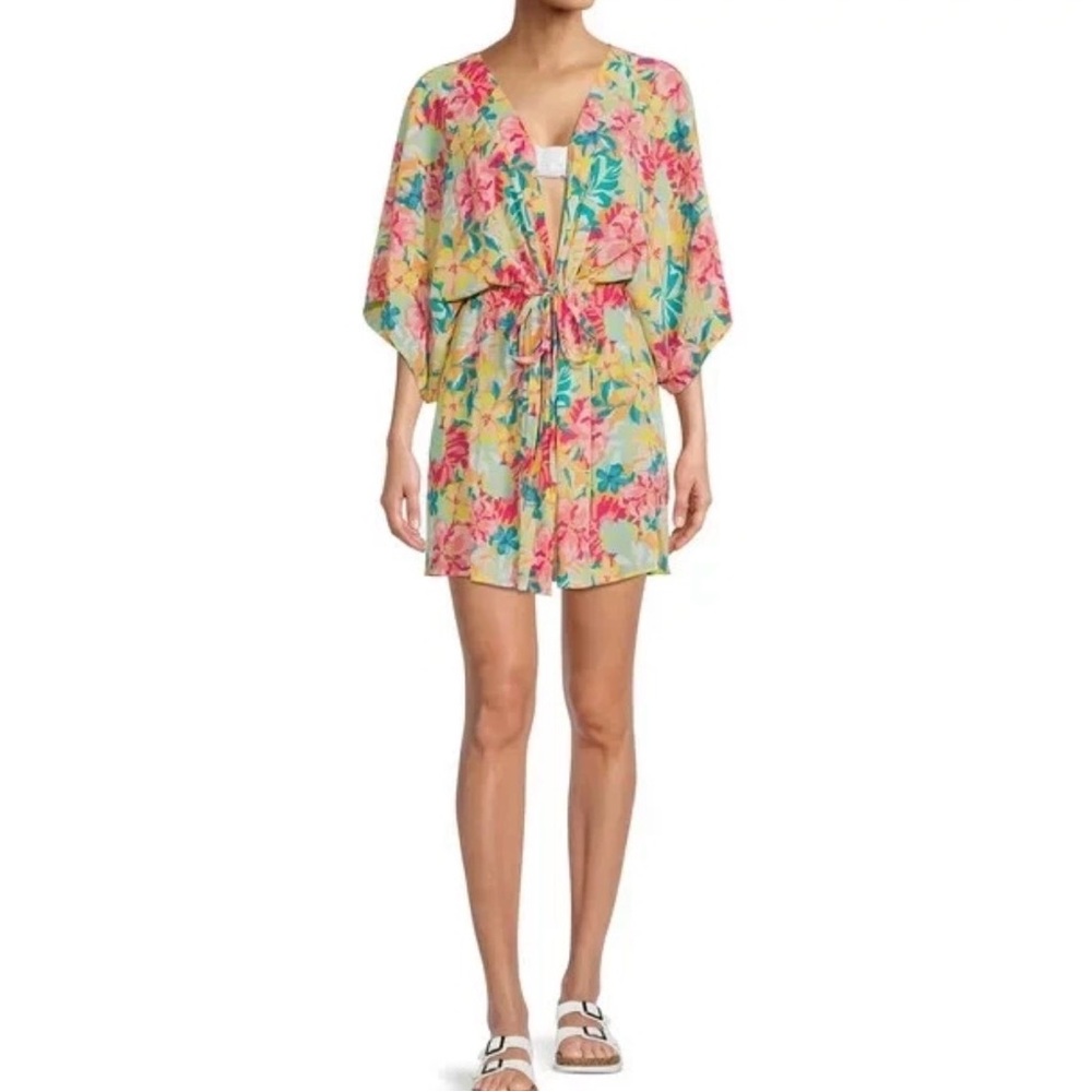 Floral Kimono Beach Cover Up - Picture 2 of 4